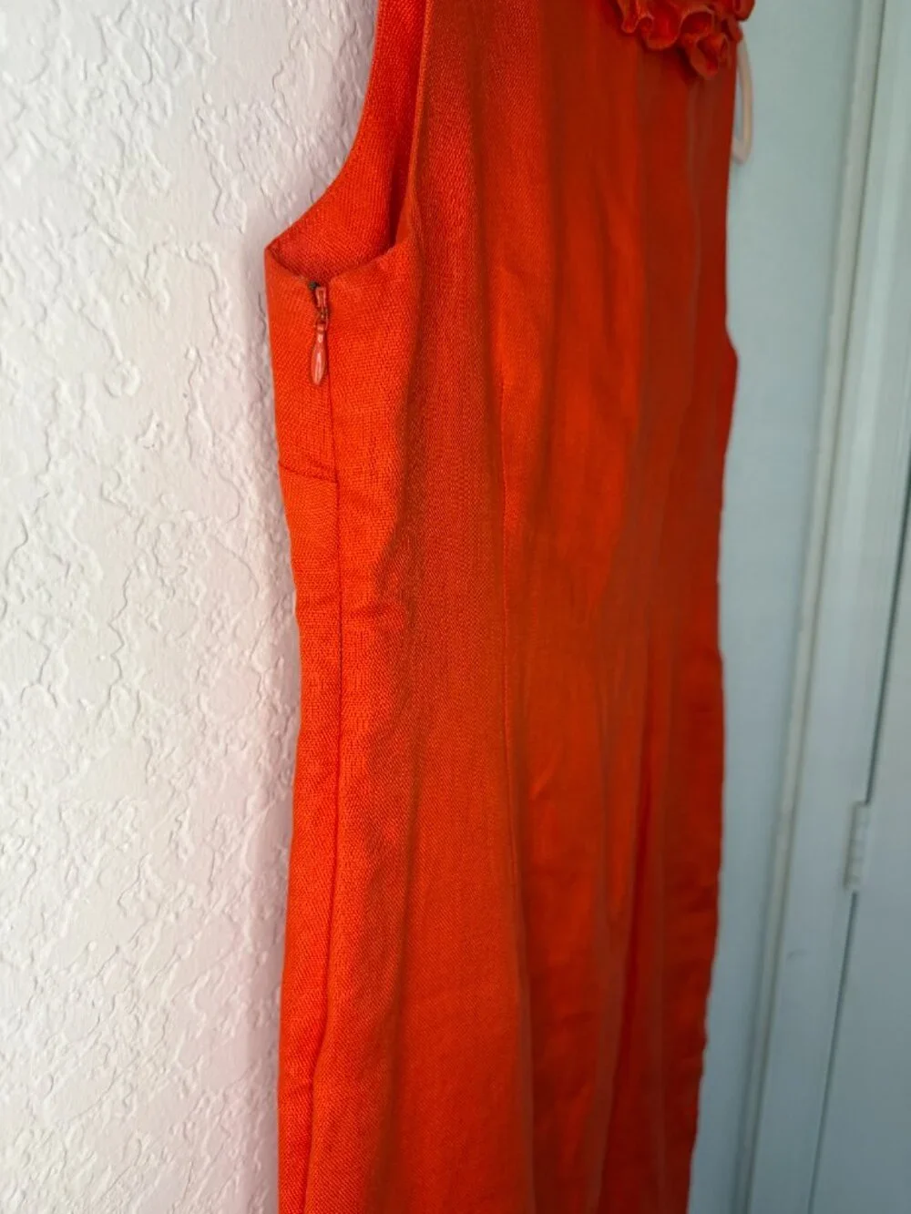 Kate Spade Mini Ruffle NeckDress – S- Bright Orange/ Red- MSRP $348